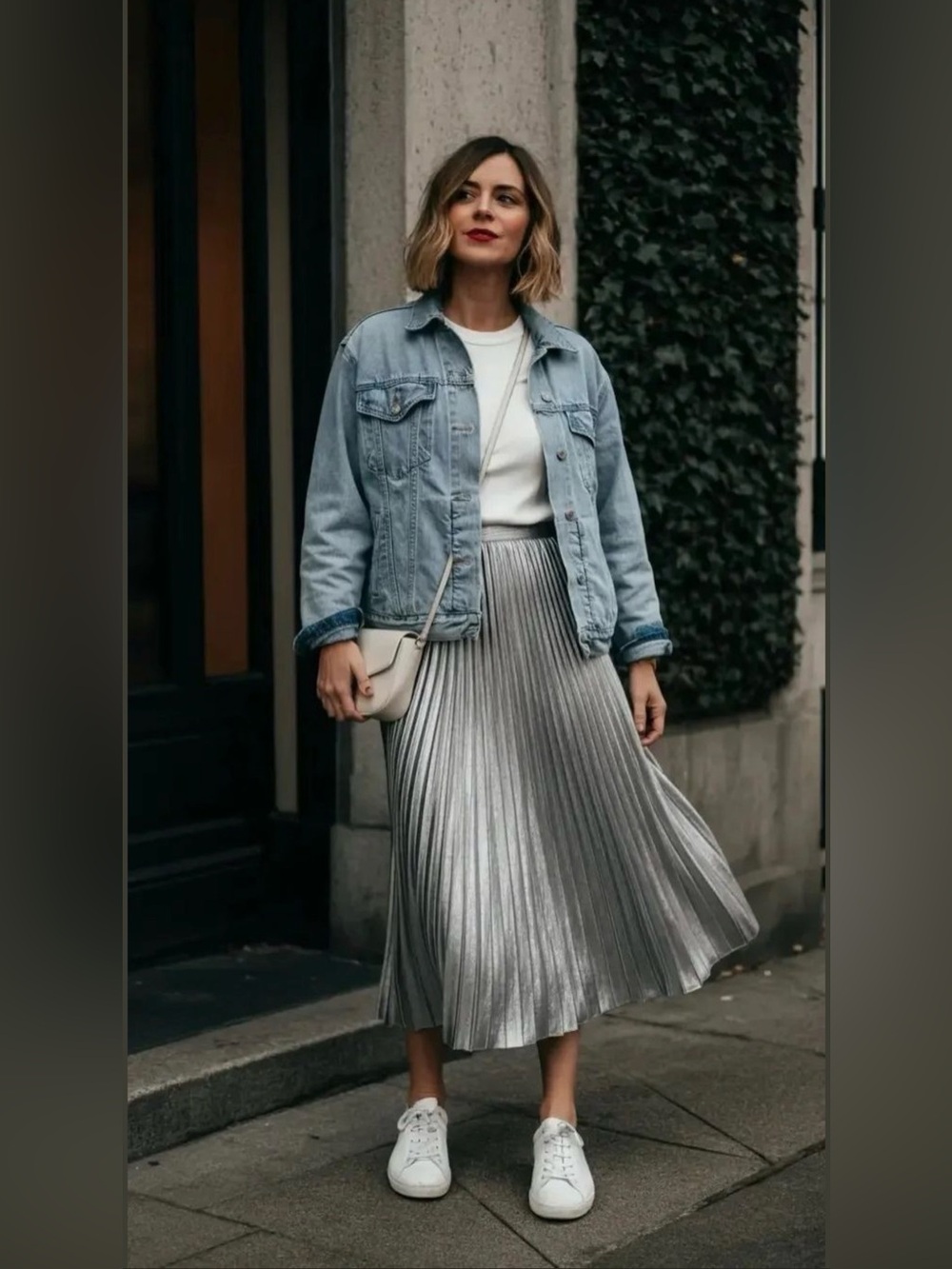 Vintage Pleated Metallic Maxi Skirt - Picture 7 of 10